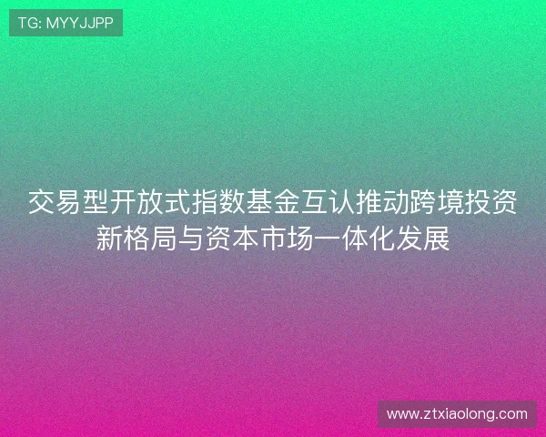 交易型开放式指数基金互认推动跨境投资新格局与资本市场一体化发展 交易型开放式指数基金互认推动跨境投资新格局与资本市场一体化发展
